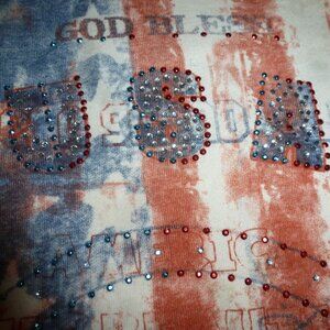 Vintage  Patriotic “God Bless USA ” T-Shirt  w/ jewelry accent Size L( Girls) US